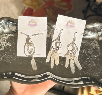 “Winter Moon” Silver Earrings and Necklace Set