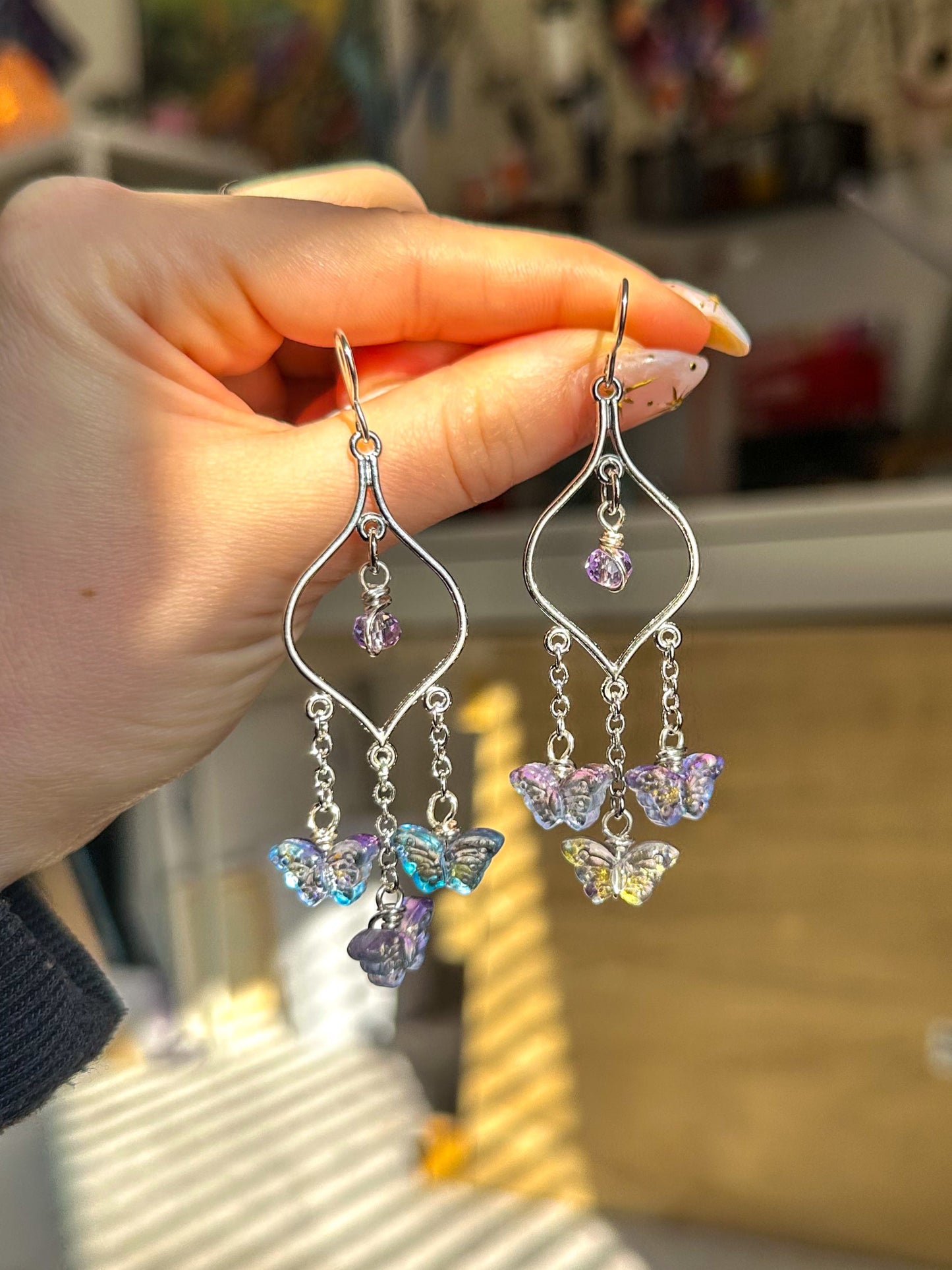"Purple Butterfly Spirit" Dangle Earrings