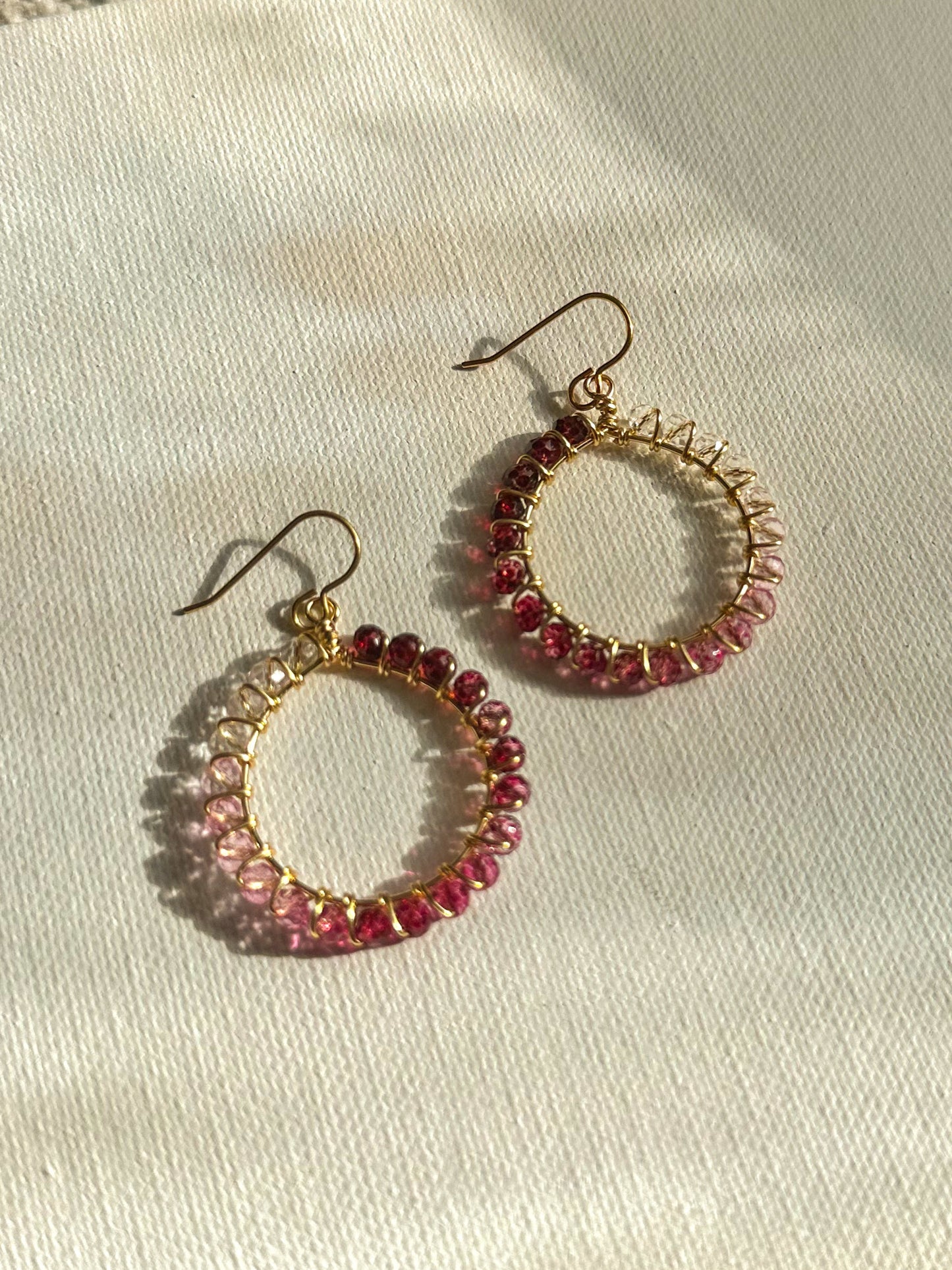 "Pink Aura" Gold Hoops