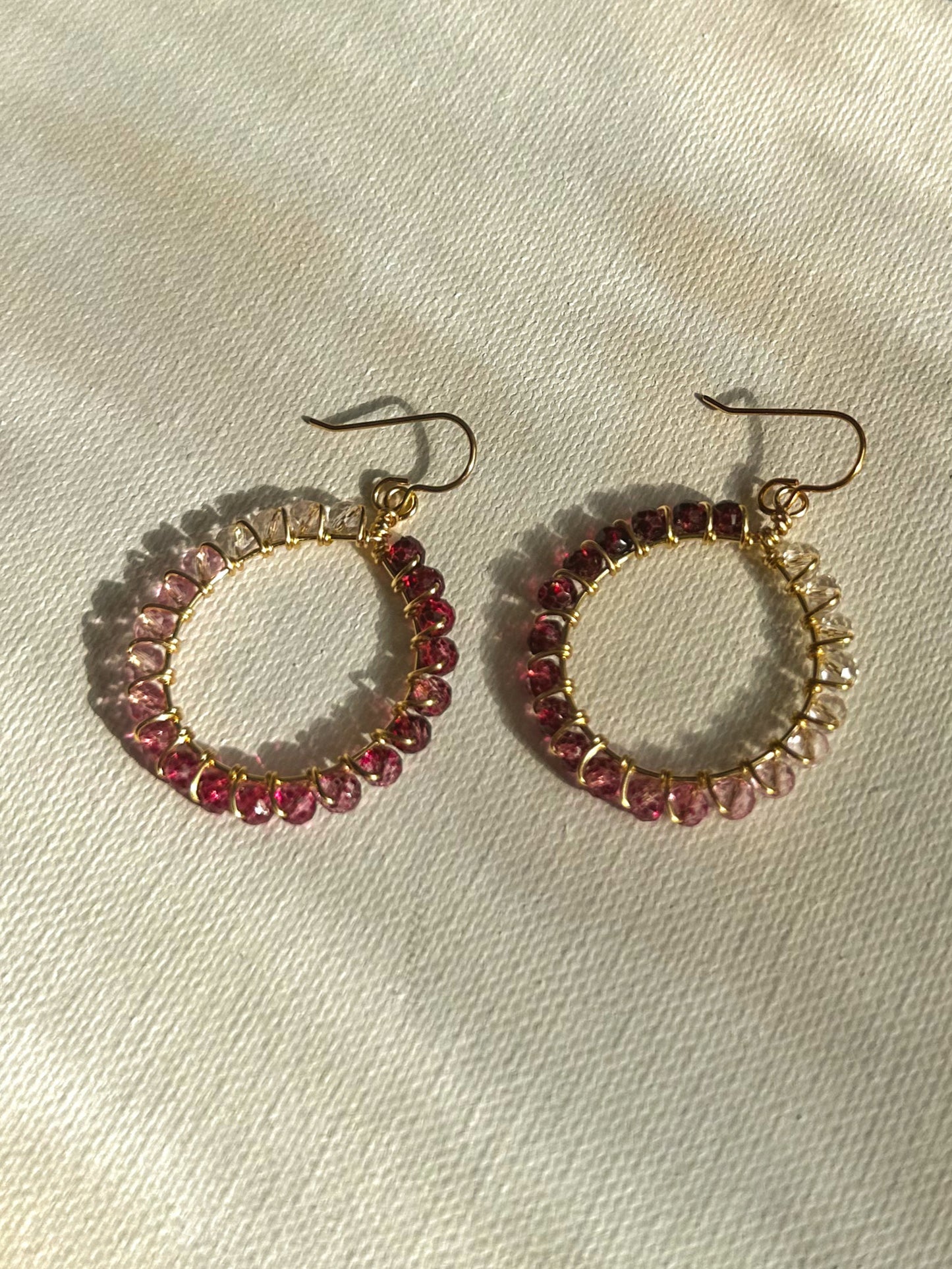 "Pink Aura" Gold Hoops