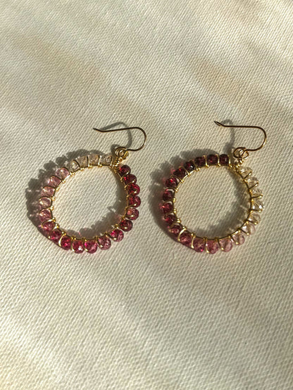 "Pink Aura" Gold Hoops